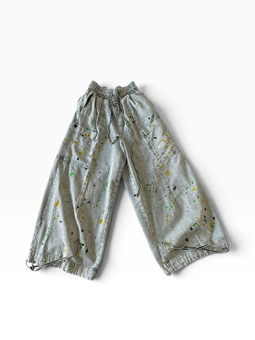 Oli & Hali Cargo Pants Size S Striped Paint Splatter Wide Leg